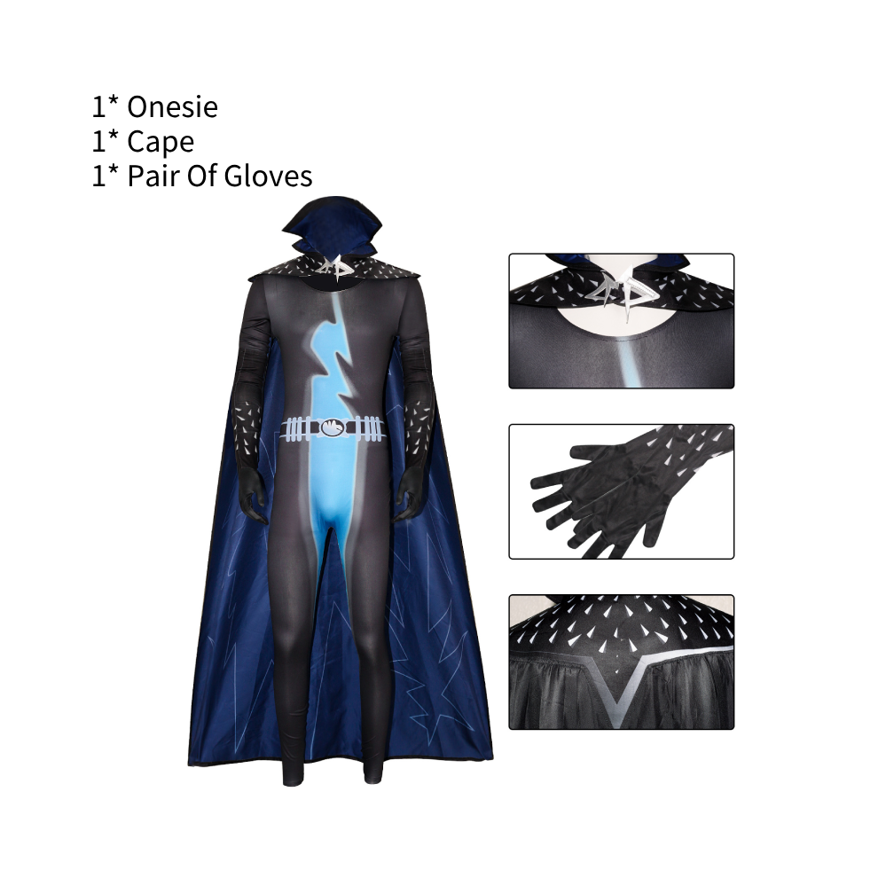(M) Megamind Cosplay Jumpsuit Set Stage Performance Halloween Party Dress Up Costume