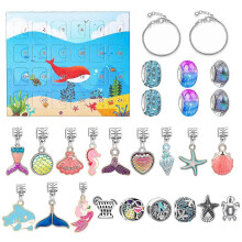 Advent Calendar 24 Days Surprise Christmas Countdown Calendars Ocean Theme Jewelry Set Gift for Teen Girls Unique Charm Bracelet