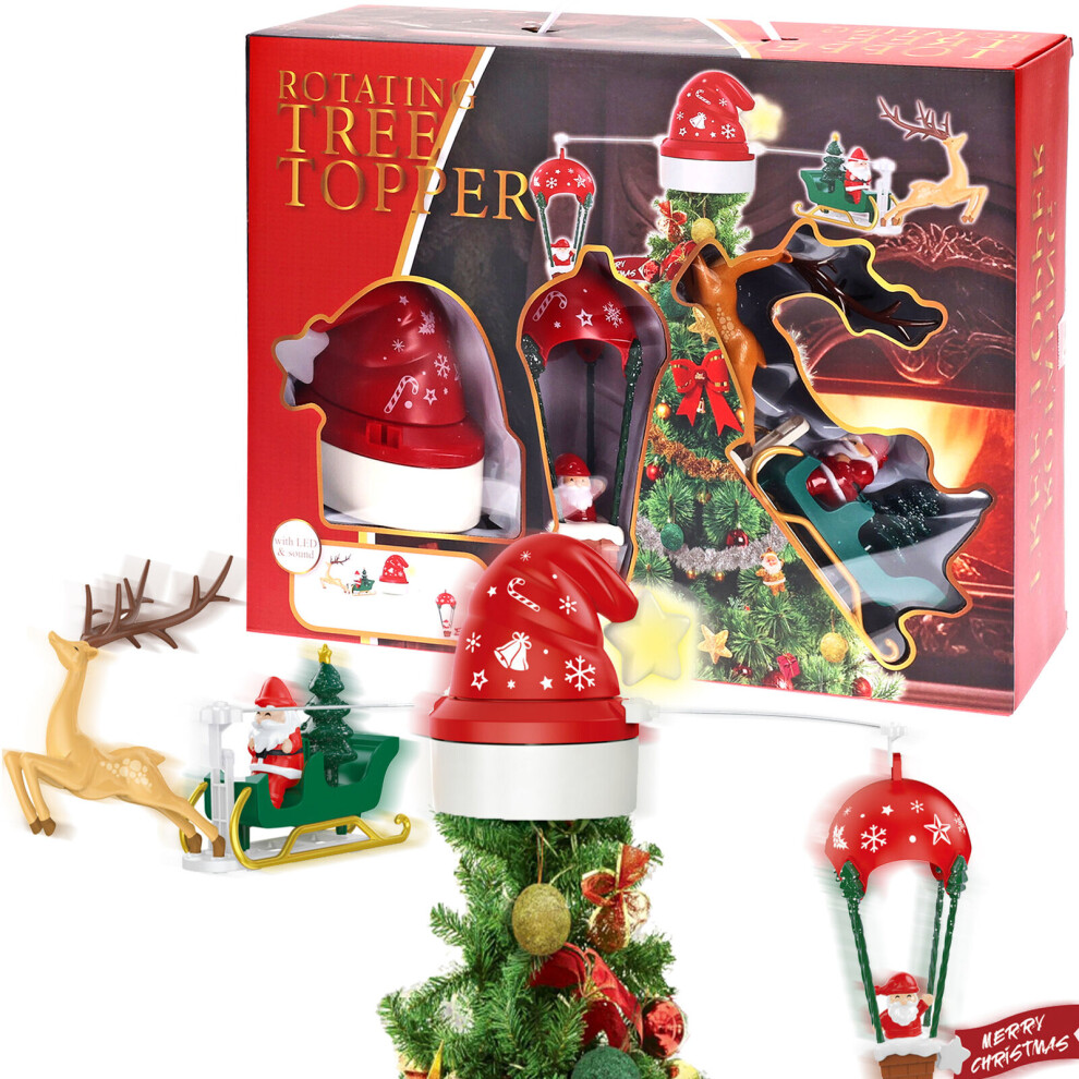 Urbn Living 80Cm Christmas Tree Rotating Topper Led Sound Spinning Santa Musical Ornament