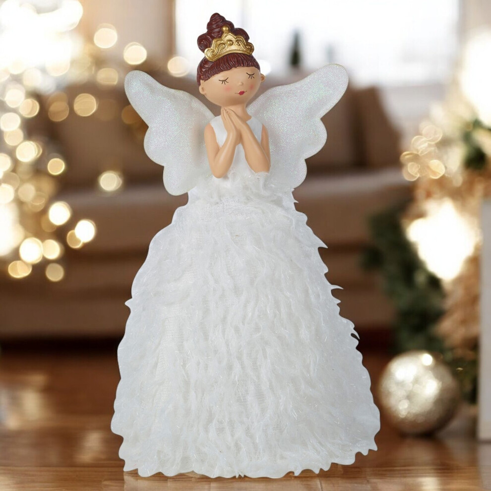 (White) 38cm Angel with LEDs Christmas Holidays Fairy Art Ornament