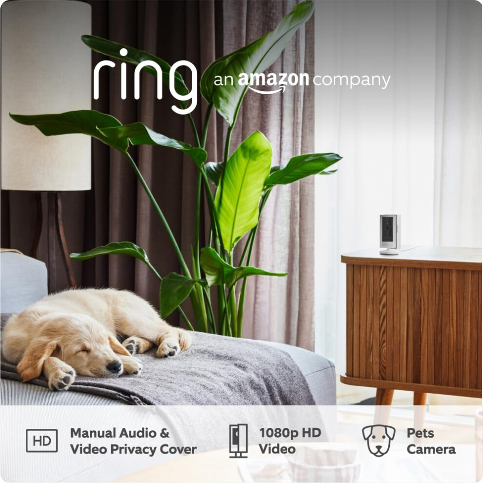 Ring Indoor Camera (2nd Gen) | Plug-In Pet Security Camera | 1080p HD, Two-Way Talk, Wifi, Privacy Cover, DIY | alternative to CCTV system