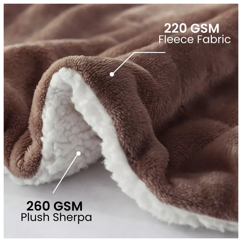 (Coffee , Double ) Sherpa Fleece Large Blanket Fluffy Soft Warm Throw Bed