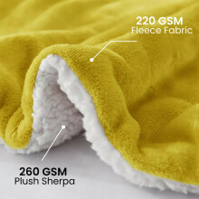 (Ochre , Double ) Sherpa Fleece Large Blanket Fluffy Soft Warm Throw Bed