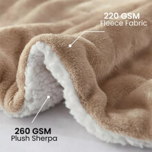 (Camel , Single ) Sherpa Fleece Large Blanket Fluffy Soft Warm Throw Bed