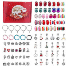 100pcs Advent Calendar Girls 24-days Christmas Countdown Calendar Jewelry Gifts Diy Christmas Bracelet Making Kit for Kids Adult