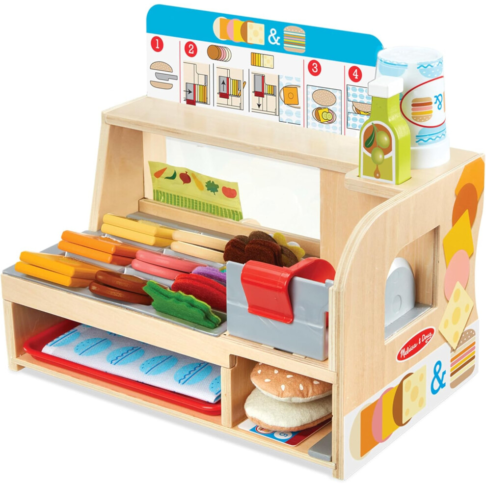 Melissa & Doug Sandwich Toy Shop - Wooden Play Food Sets for Children Kitchen Toys for Girls or Boys 3+ - Wooden Food Toys & Play Kitchen Accessories