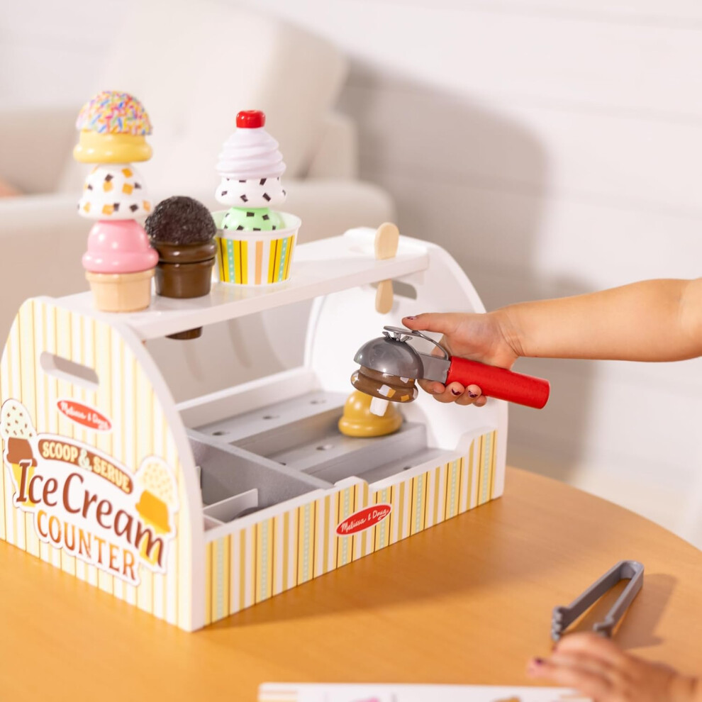 Melissa & Doug Wooden Ice Toy Shop, Ice Toy, Wooden Play Food Sets For Children, Wooden Food Toys & Play Kitchen Accessories Kitchen Toys Cream