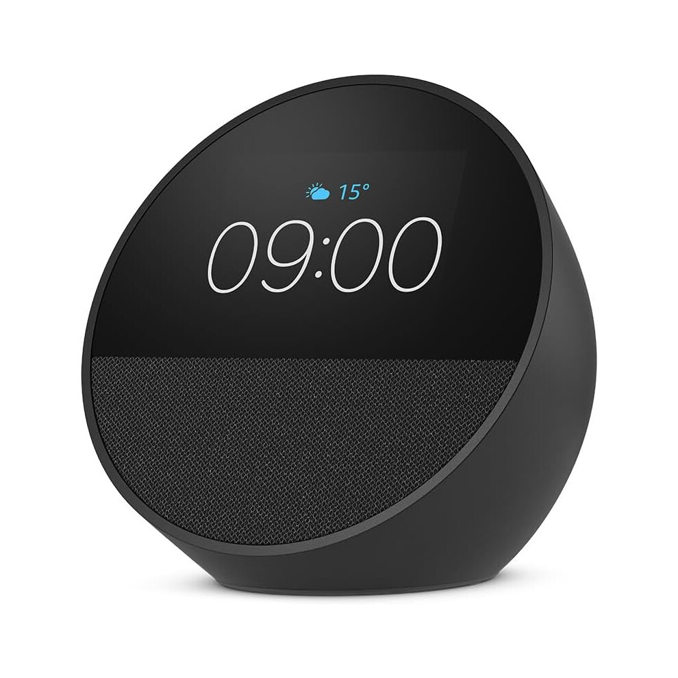 All-new Echo Spot (2024 release), Smart alarm clock with vibrant sound + Alexa, Black