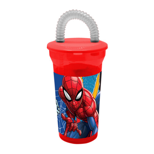 Marvel Marvel Spiderman Plastic Tumbler With Straw Water Drinks Childrens