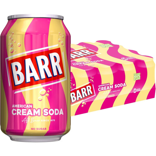 Barr BARR since 1875, 24 Pack American Cream Soda, Zero No Sugar Sparkling Soft