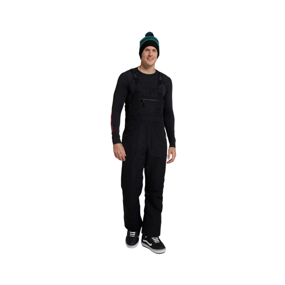 (L, Black) Animal Mens Carve Bib Front Ski Trousers