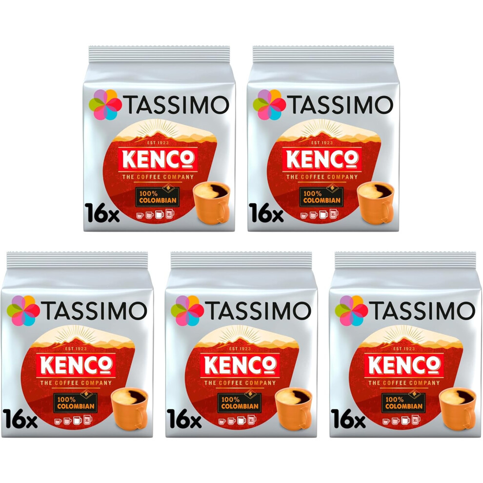 Tassimo Kenco Colombian Coffee Pods X16 Pack of 5, Total 80 Drinks