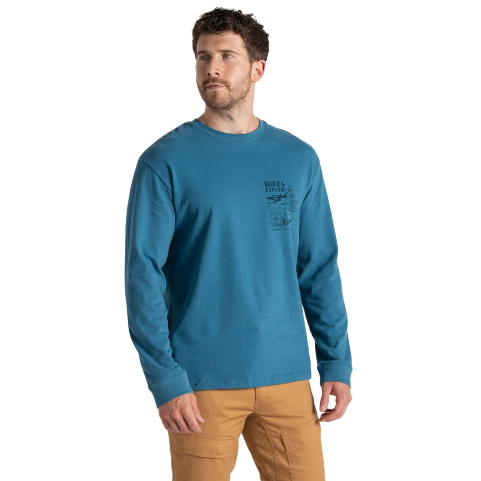 (S, Brisk Blue) Craghoppers Mens National Trust Limestone Long-Sleeved T-Shirt