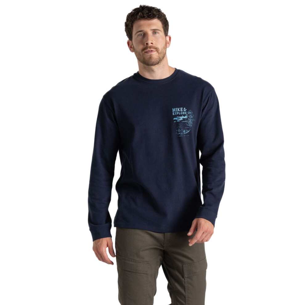 (L, Blue Navy) Craghoppers Mens National Trust Limestone Long-Sleeved T-Shirt