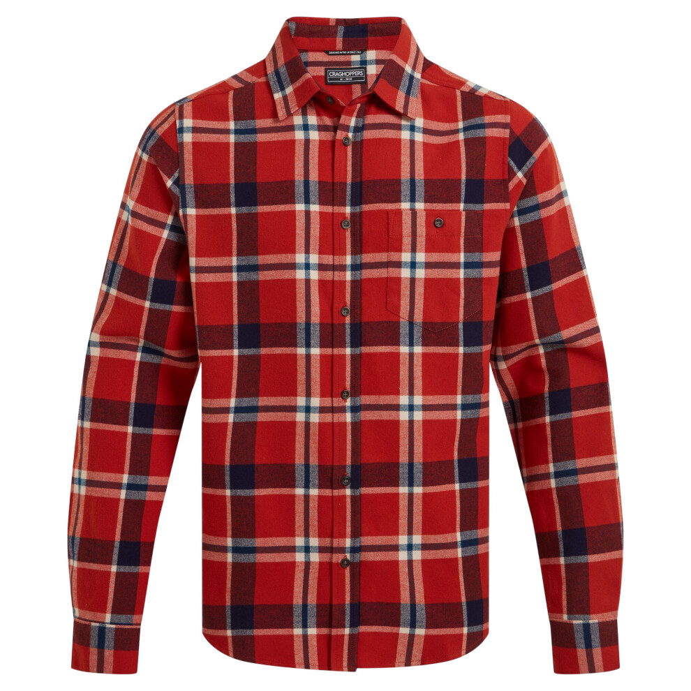 (S, Carnelian/Orange) Craghoppers Mens Gage Long-Sleeved Shirt