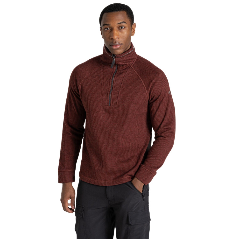 (M, Axinite Red Marl) Craghoppers Mens Wole Quarter Zip Fleece Top