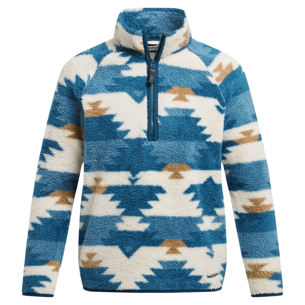 (9-10 Years, Tourmaline Blue) Craghoppers Childrens/Kids Pico Geometric Half Zip Fleece Top