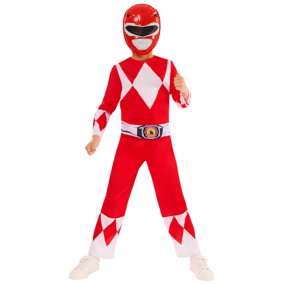 (5-6 Years, Red) Mighty Morphin Power Rangers Childrens/Kids Red Power Ranger Costume