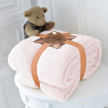 (Double 130x180cm, Blush Pink) Teddy Bear Fleece Throw Ultra Soft Warm Cosy Cuddly