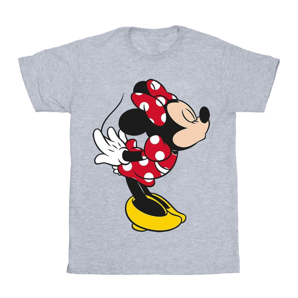 (12-13 Years, Sports Grey) Disney Girls Minnie Mouse Split Kiss Cotton T-Shirt