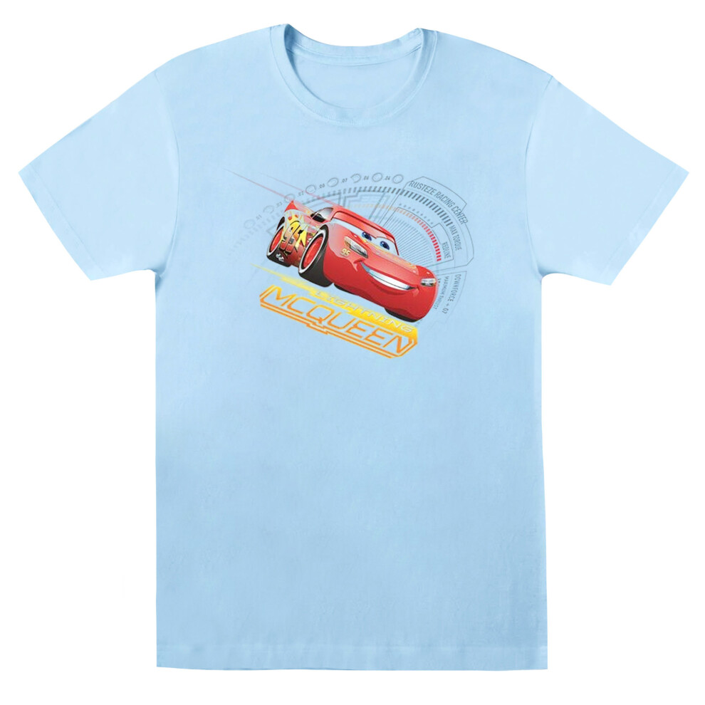 (S, Baby Blue) Disney Womens/Ladies Cars Lightning McQueen Cotton Boyfriend T-Shirt