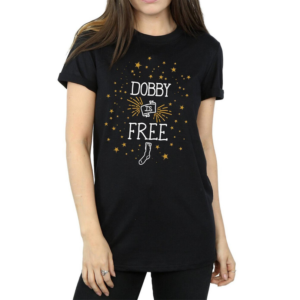 (XXL, Black) Harry Potter Womens/Ladies Dobby Is Free Cotton Boyfriend T-Shirt