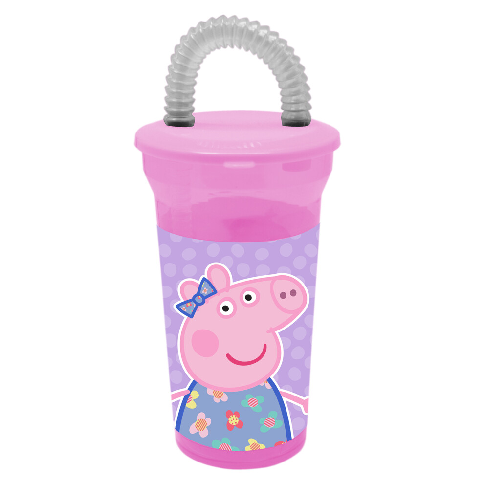Peppa Pig Plastic Tumbler With Straw Water Drinks Childrens
