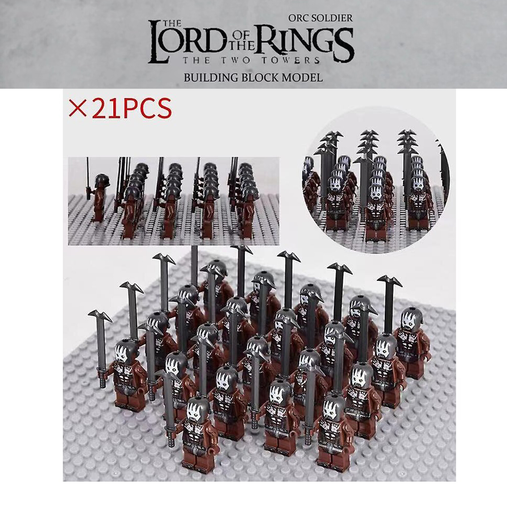 (21PCS Uruk-hai -K) 21PCS Lord Of The Rings Minifigures Fit Lego Kid ...
