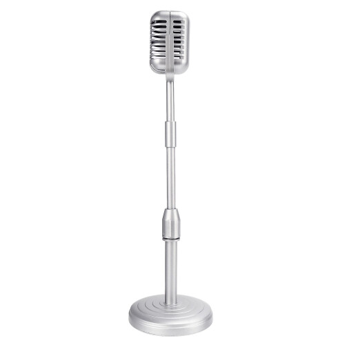 Vintage Desktop Microphone Prop Model With Adjustable Height, Classic Retro Style Microphone Stand 2