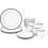 Amazon Amazon Basics Cafe Stripe Dinnerware Set with 16-Pieces - Black 1