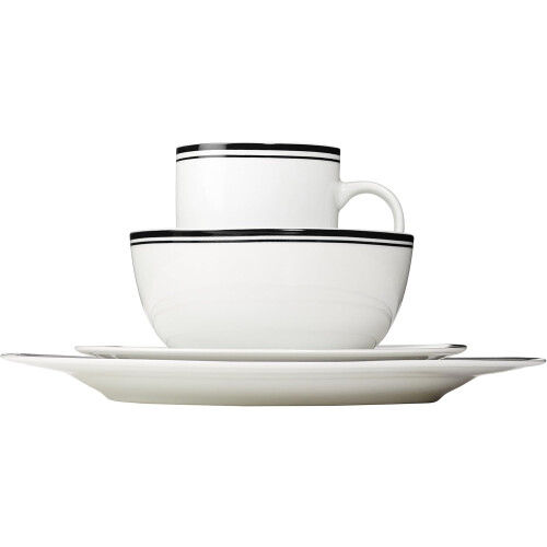 Amazon Amazon Basics Cafe Stripe Dinnerware Set with 16-Pieces - Black 2