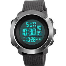Digital Sports Watch, Military Outdoor Watch For Men, Waterproof, Led Waterproof Watches, Electronic Backlight 50 M, Waterproof Stopwatch, Alarm Grey