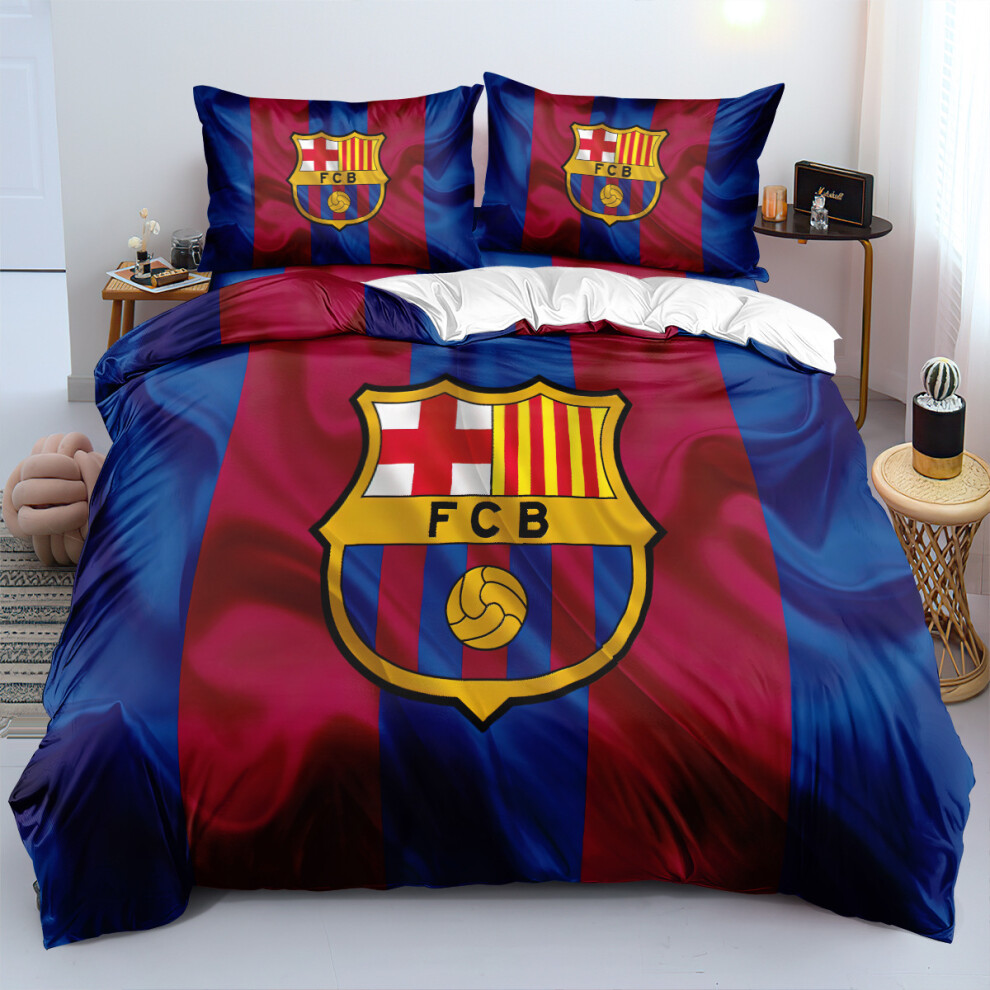 (For Barcelona S1, Single 135*200cm) Gift For Football Fans Bedding Duvet Cover Set