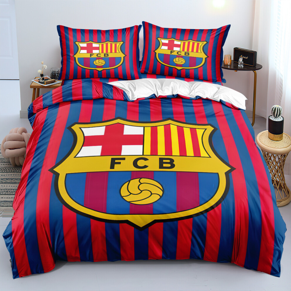 (For Barcelona S2, Double 200*200cm) Gift For Football Fans Bedding Duvet Cover Set