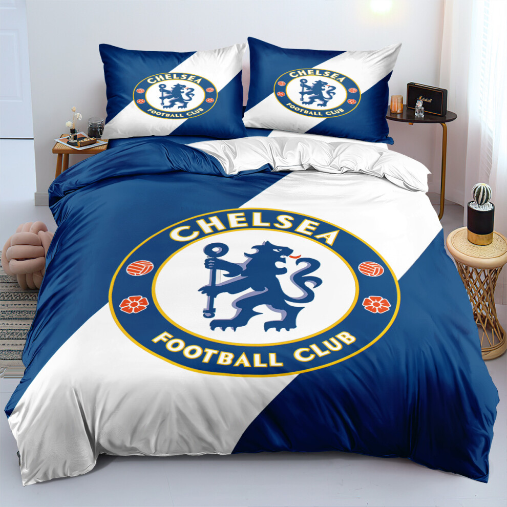 (For Chelsea, Single 135*200cm) Gift For Football Fans Bedding Duvet Cover Set