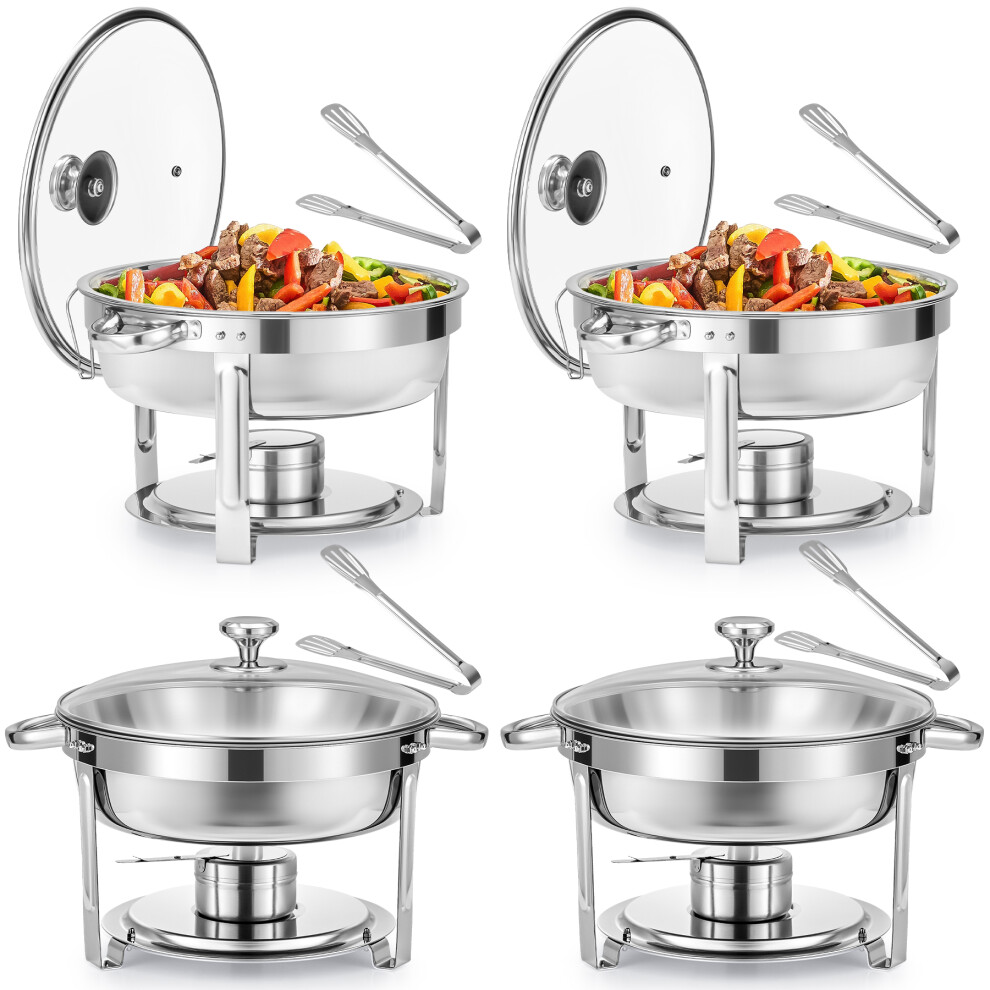 Crenex 4Pcs Stainless Steel 6Qt Chafing Dish Buffet Set Food Warmers