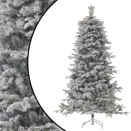 Premium 7ft Snowy Pine Christmas Tree - Pre-Lit With  White 1273 Branch Tips 1