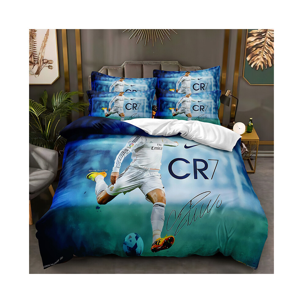 (STC 02, Single 135*200cm) Duvet Cover for Ronaldo Messi Fans Printed Bedding Pillowcase