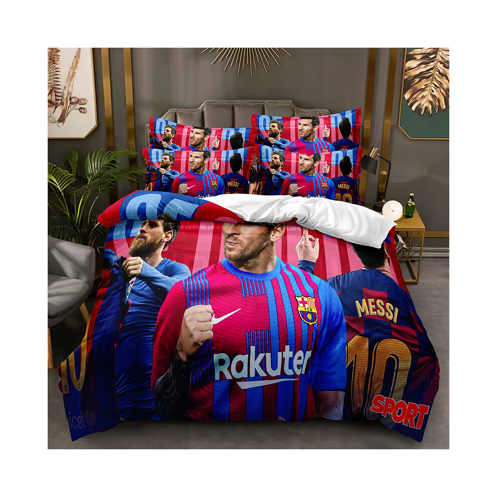 (STC 03, Single 135*200cm) Duvet Cover for Ronaldo Messi Fans Printed Bedding Pillowcase