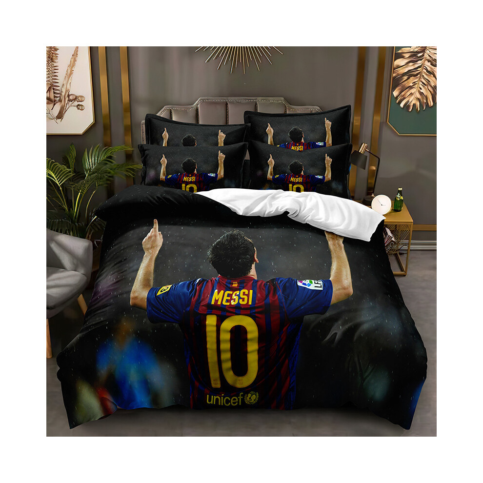 (STC 05, Single 135*200cm) Duvet Cover for Ronaldo Messi Fans Printed Bedding Pillowcase