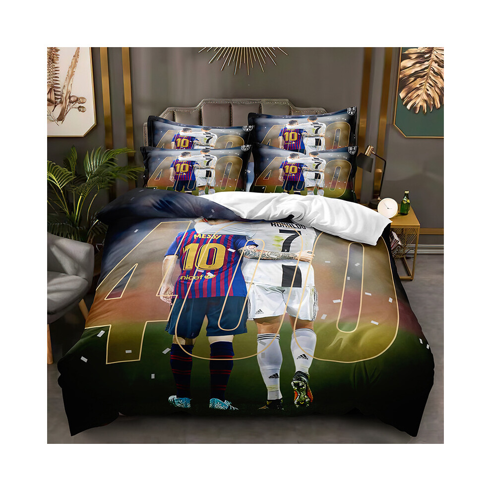 (STC 06, Single 135*200cm) Duvet Cover for Ronaldo Messi Fans Printed Bedding Pillowcase