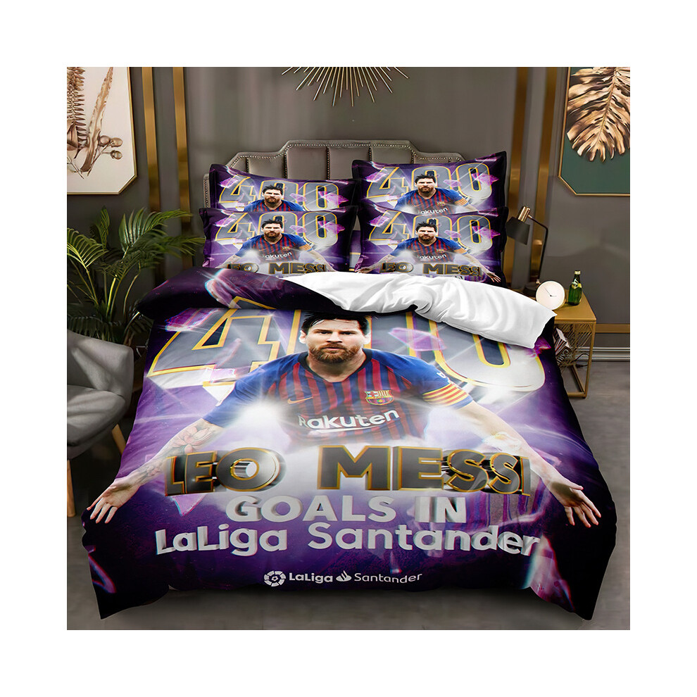 (STC 10, Single 135*200cm) Duvet Cover for Ronaldo Messi Fans Printed Bedding Pillowcase