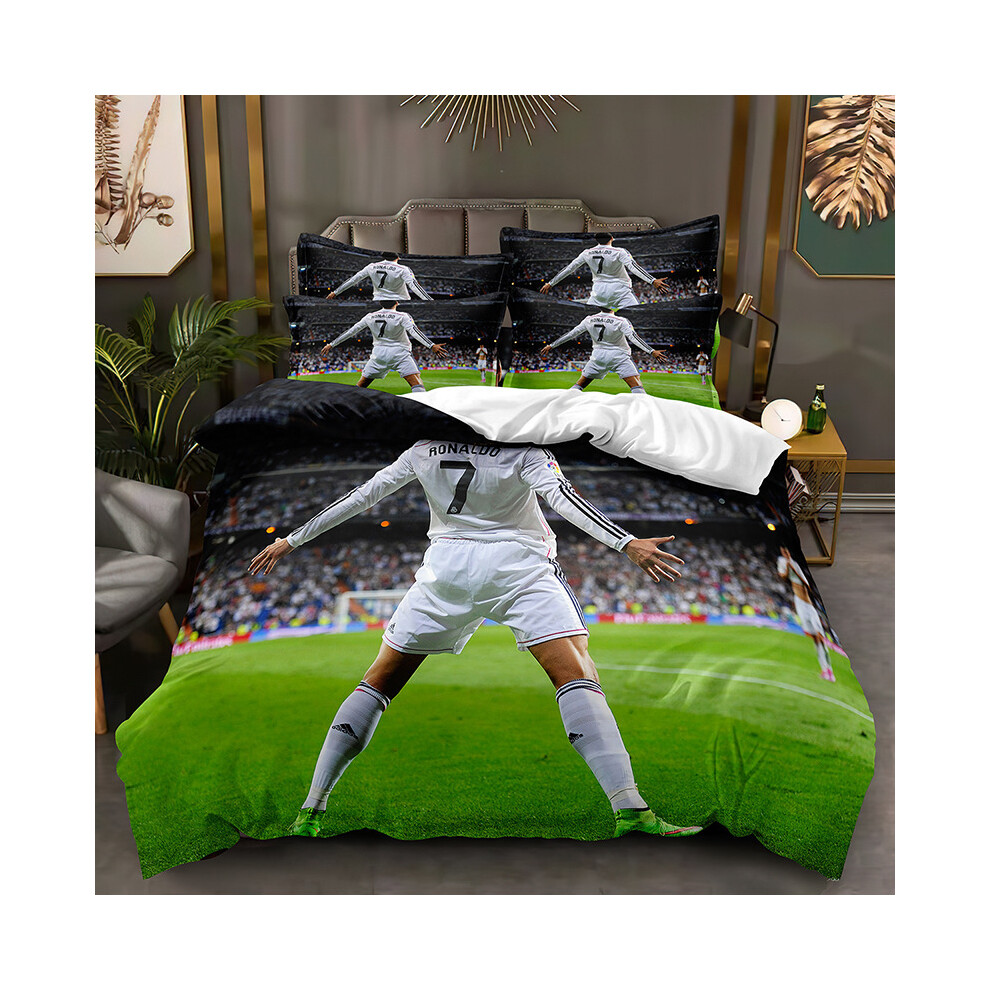 (STC 11, Single 135*200cm) Duvet Cover for Ronaldo Messi Fans Printed Bedding Pillowcase