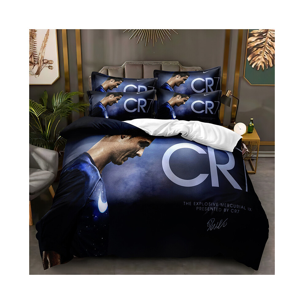 (STC 12, Single 135*200cm) Duvet Cover for Ronaldo Messi Fans Printed Bedding Pillowcase