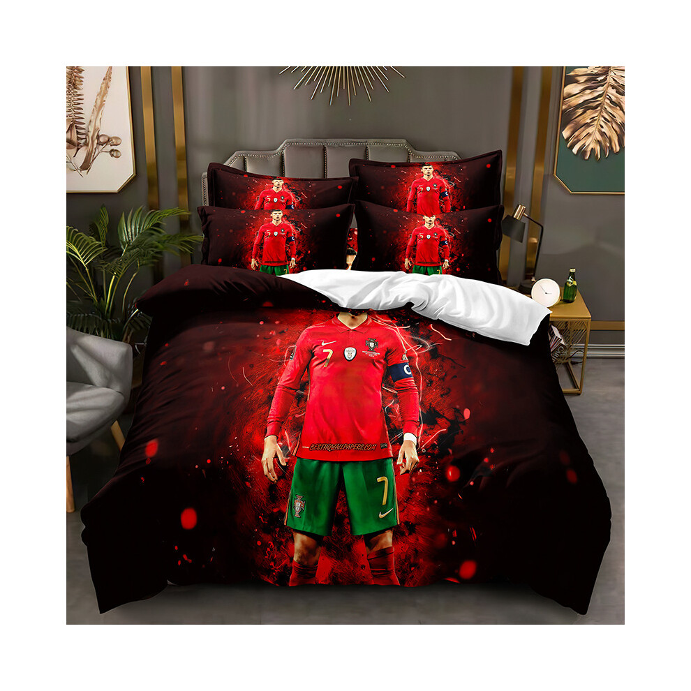 (STC 13, Single 135*200cm) Duvet Cover for Ronaldo Messi Fans Printed Bedding Pillowcase