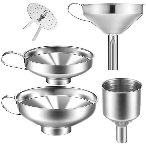 4 Pack Stainless Steel Kitchen Funnel Is Suitable For Glass Bottle Seasoning Jar For Transferring L