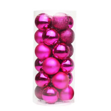 (Rose red) 24pcs 3cm Christmas Decor Baubles Tree Balls Xmas Party Wedding Ornament 2023