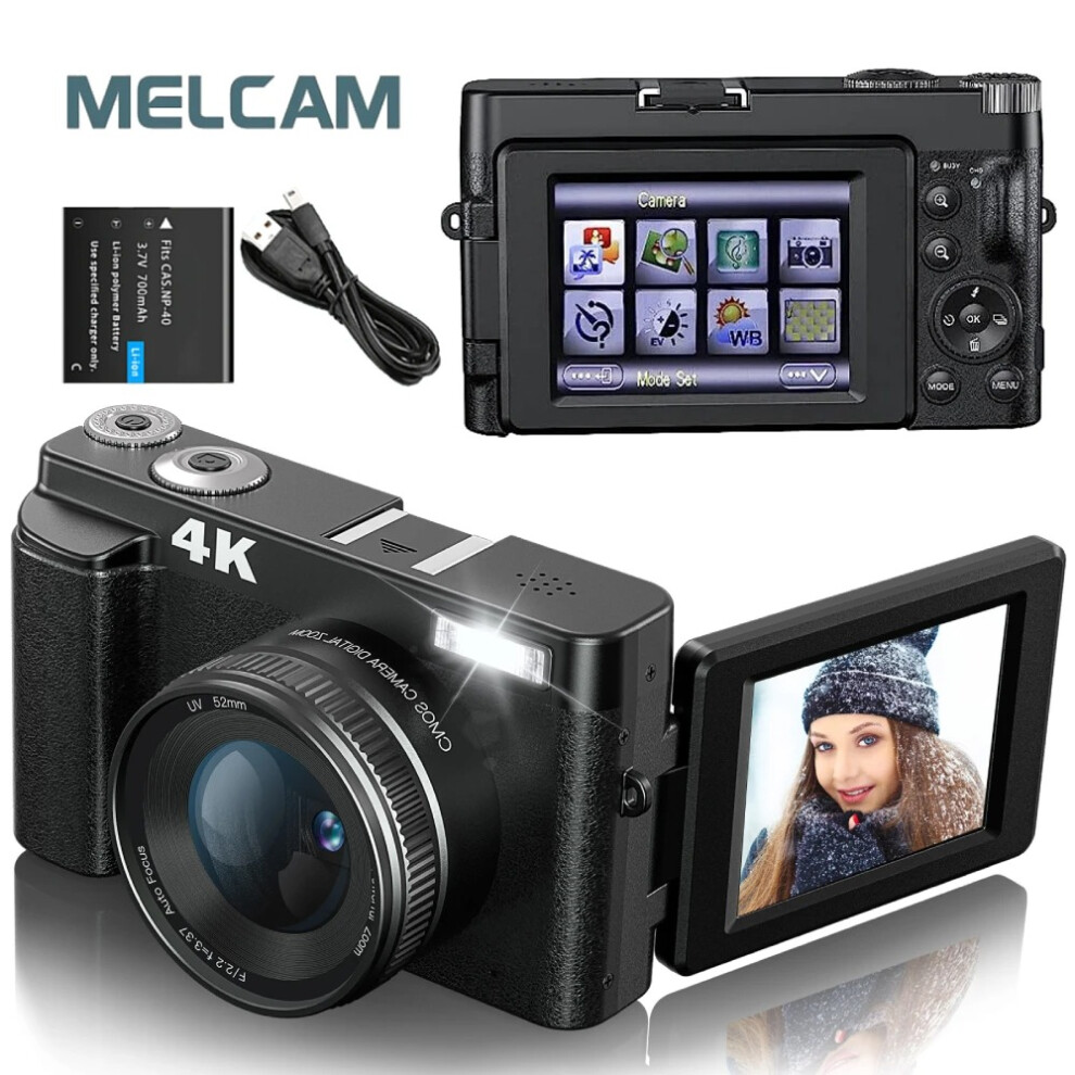 Anti-Shake 48Mp Compact Vlogging Camera 3'' 180Â° Flip Screen With Flash 4K Digital Camera For Photography And Video 5051213089905