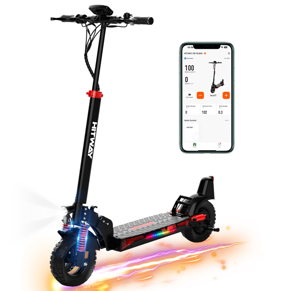 Hitway H9 Foldable Electric Scooter 500W 10" Tires 48V 15.6Ah Battery 70km Range