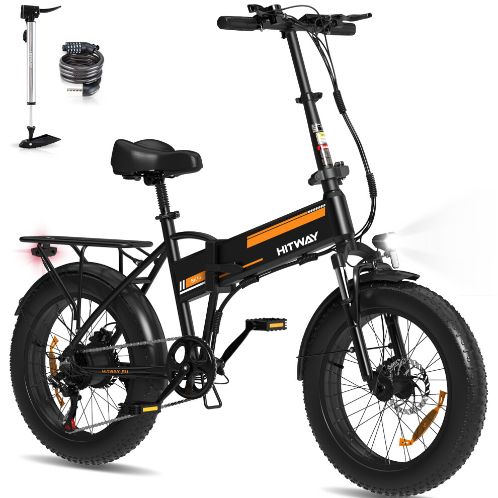 (Orange) HITWAY BK10S Folding E-Bike 500W 48V 12Ah 20" Tyre